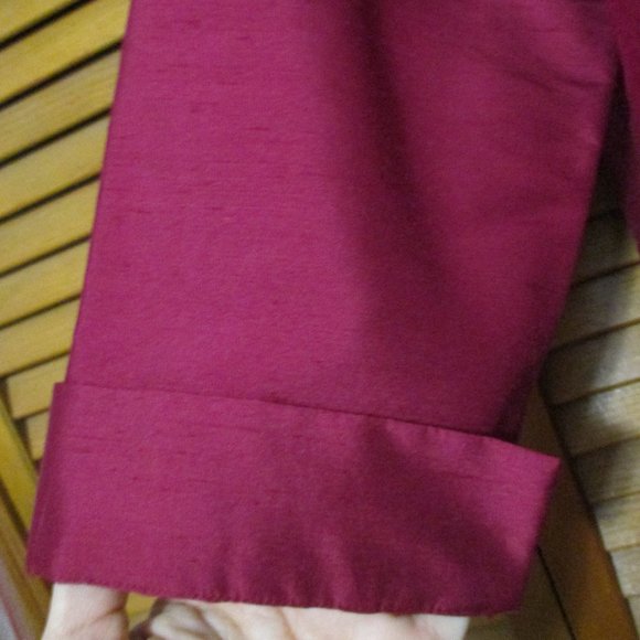 Karen Kane top 100% silk tunic cranberry red button down blouse like new size L - Picture 5 of 9